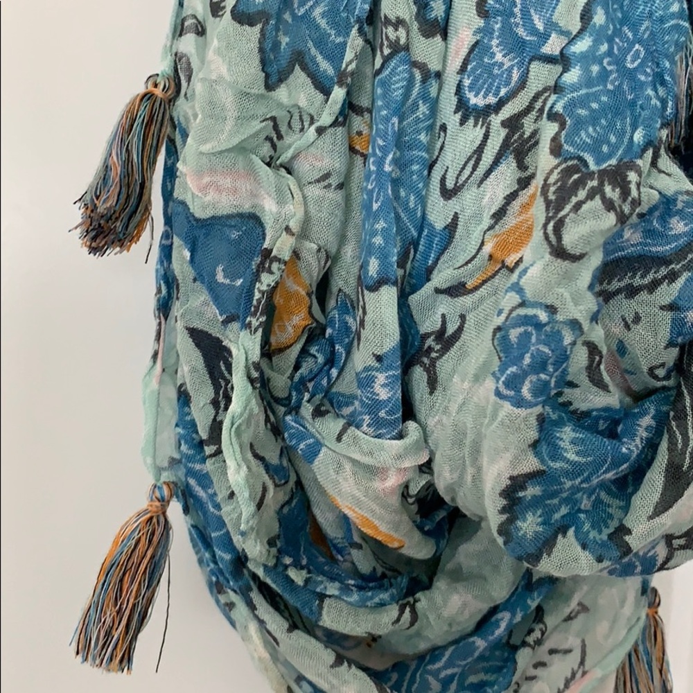 Loft Floral Infinity Scarf with Tassles - Picture 2 of 3